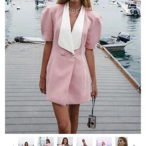 Nana Jacqueline Pink Mini Dress with White Lapel Alia Dress